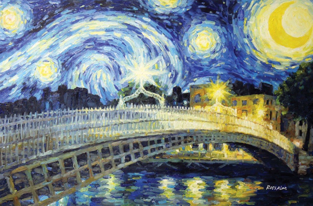 Starry night over Dublin “Halfpenny Bridge”