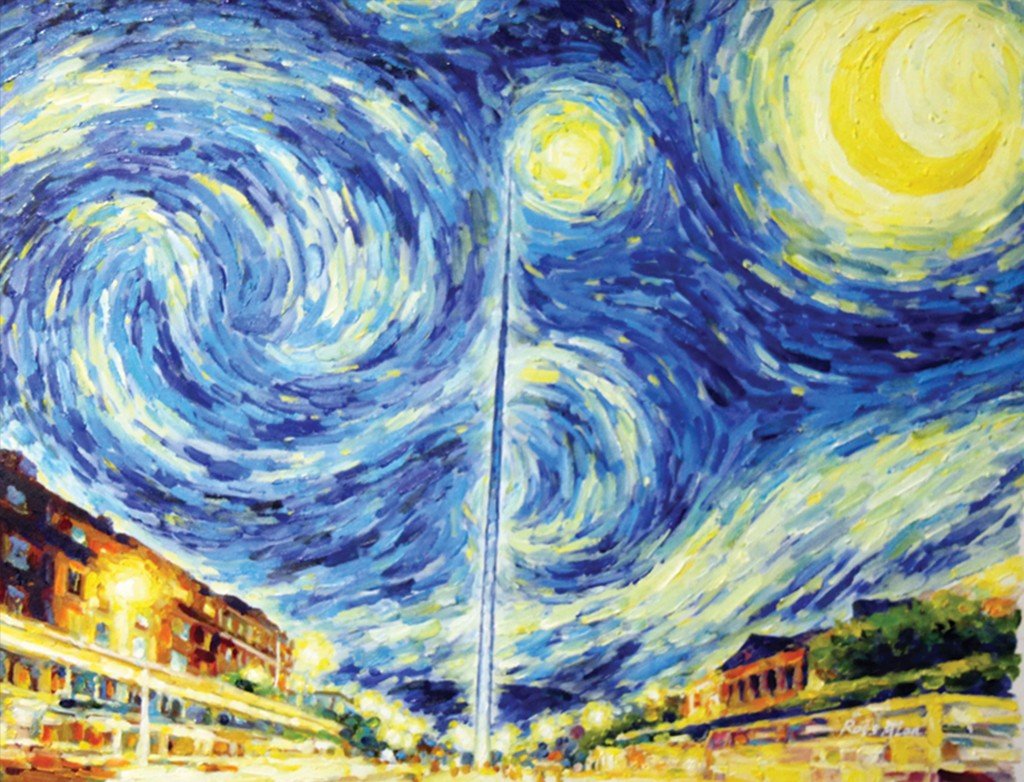 Starry night over Dublin  “The Spire”