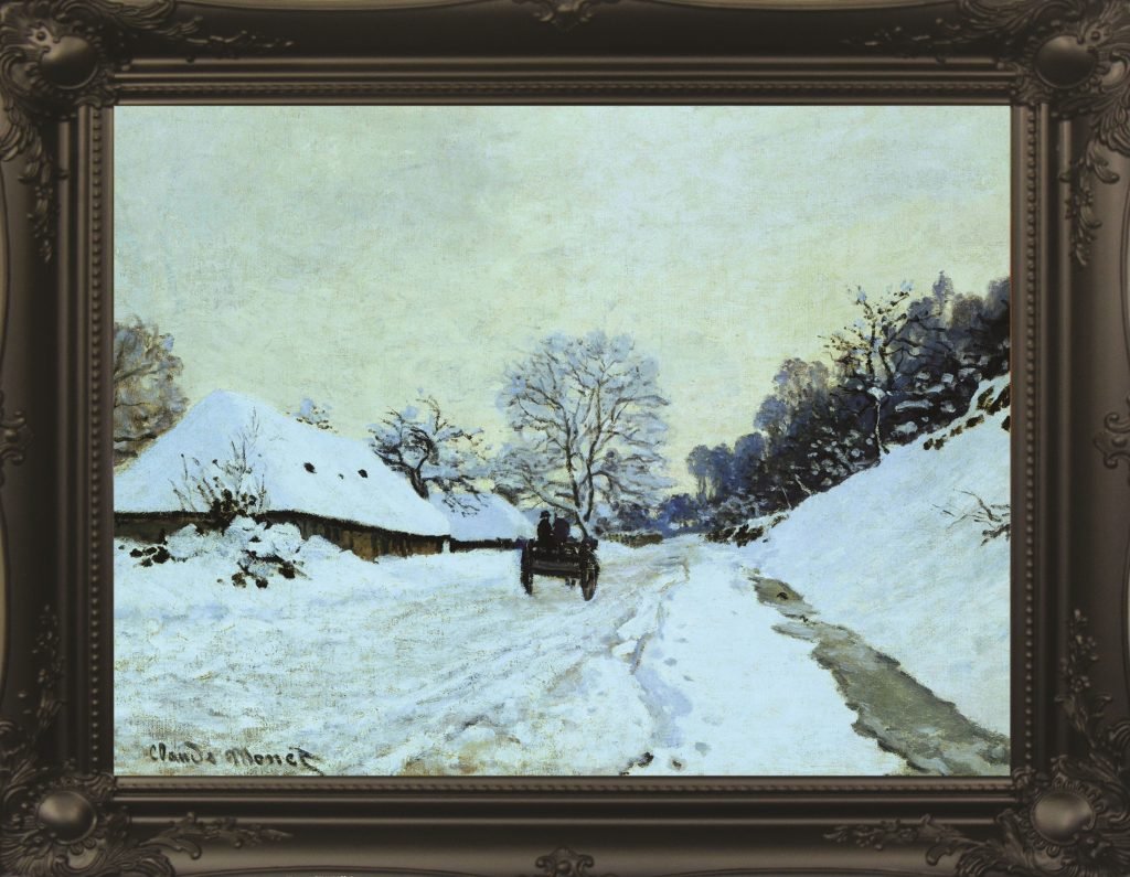 Cart On Snow by Monet - Frame Included