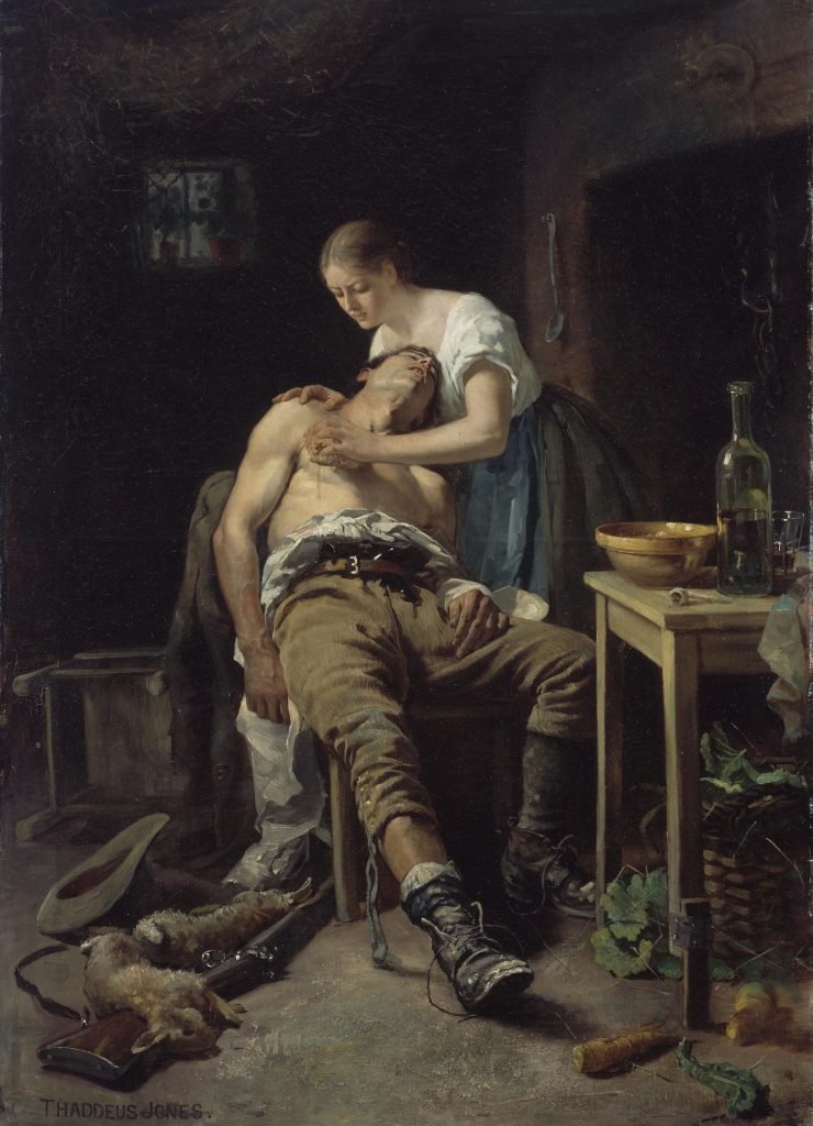 Wounded Poacher by Henry Thaddeus - Painting is in progress
