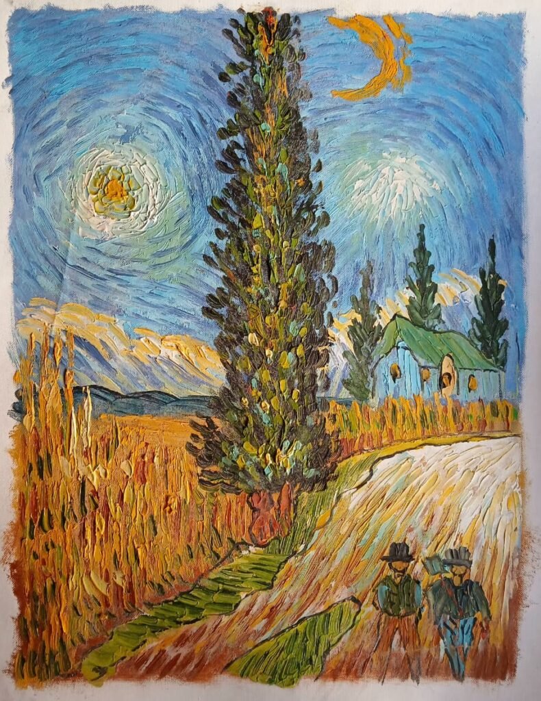 Road With Cypress And Star 30cm x 40cm